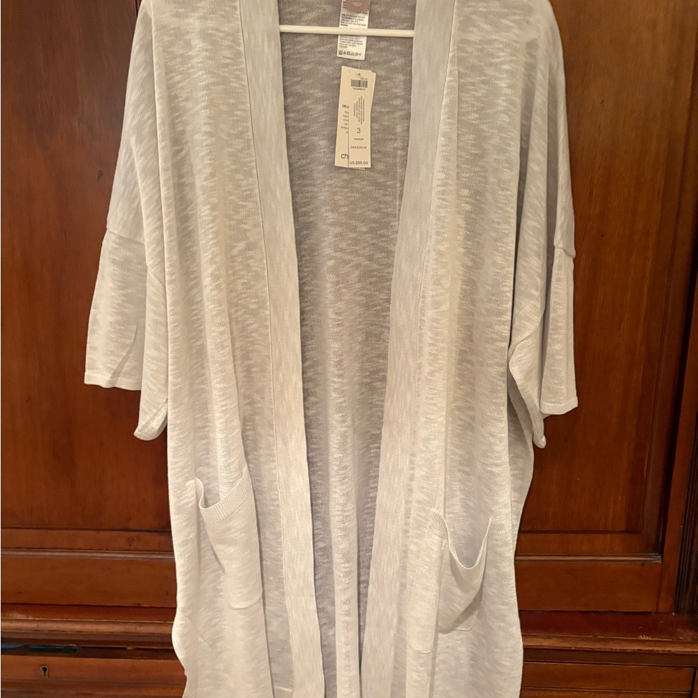 NWT Chicos Size 3 Light Gray Cardigan